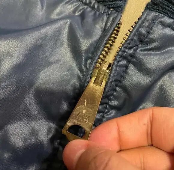 Vintage 80s Savile Row Reversible Bomber Jacket Navy and Tan - Picture 5 of 5